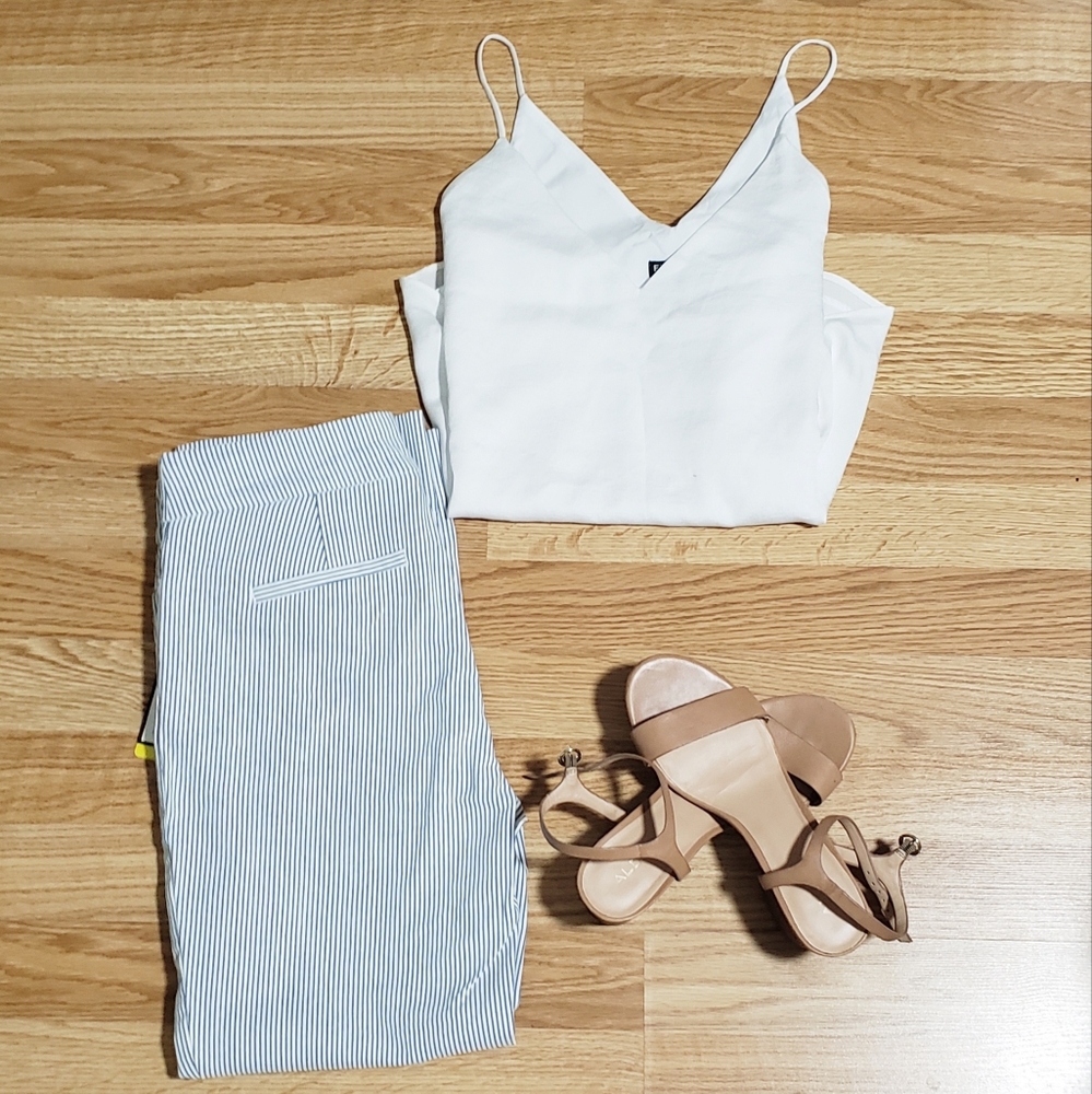 White and blue pants